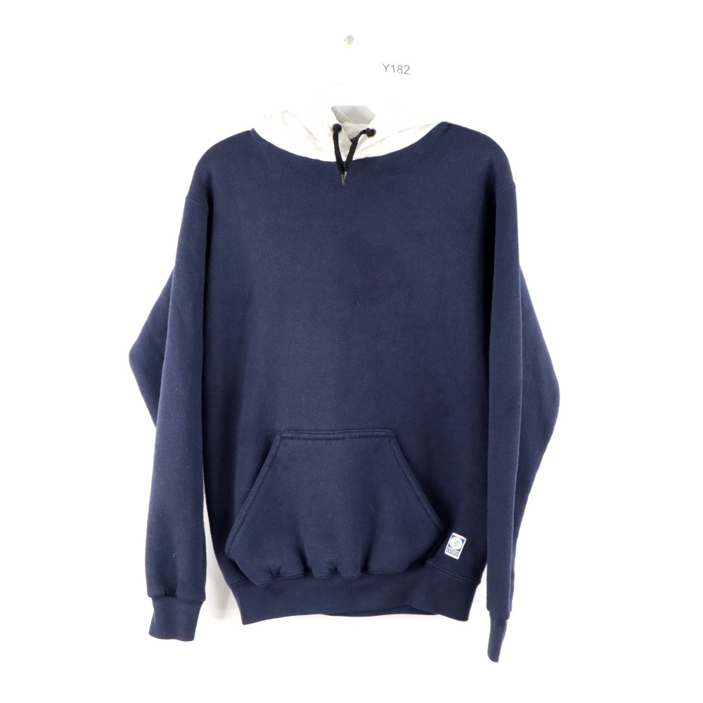Vtg 80s Streetwear Blank Hoodie Sweatshirt Blue
